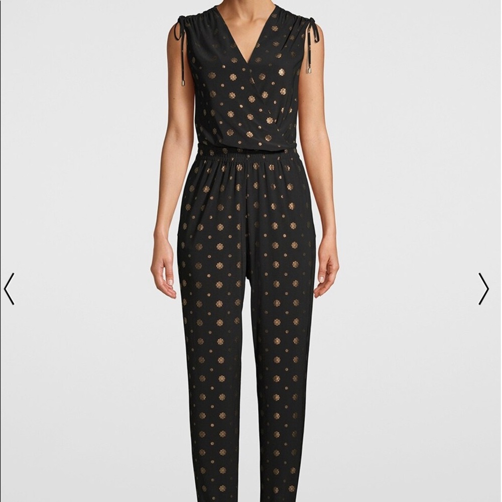 White House Black Market Black and Gold Jumpsuit